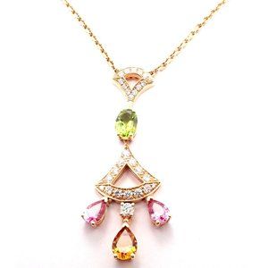 Authentic Bvlgari Bulgari Diva Dream 18k Rose Gold Diamond Peridot Necklace Cert